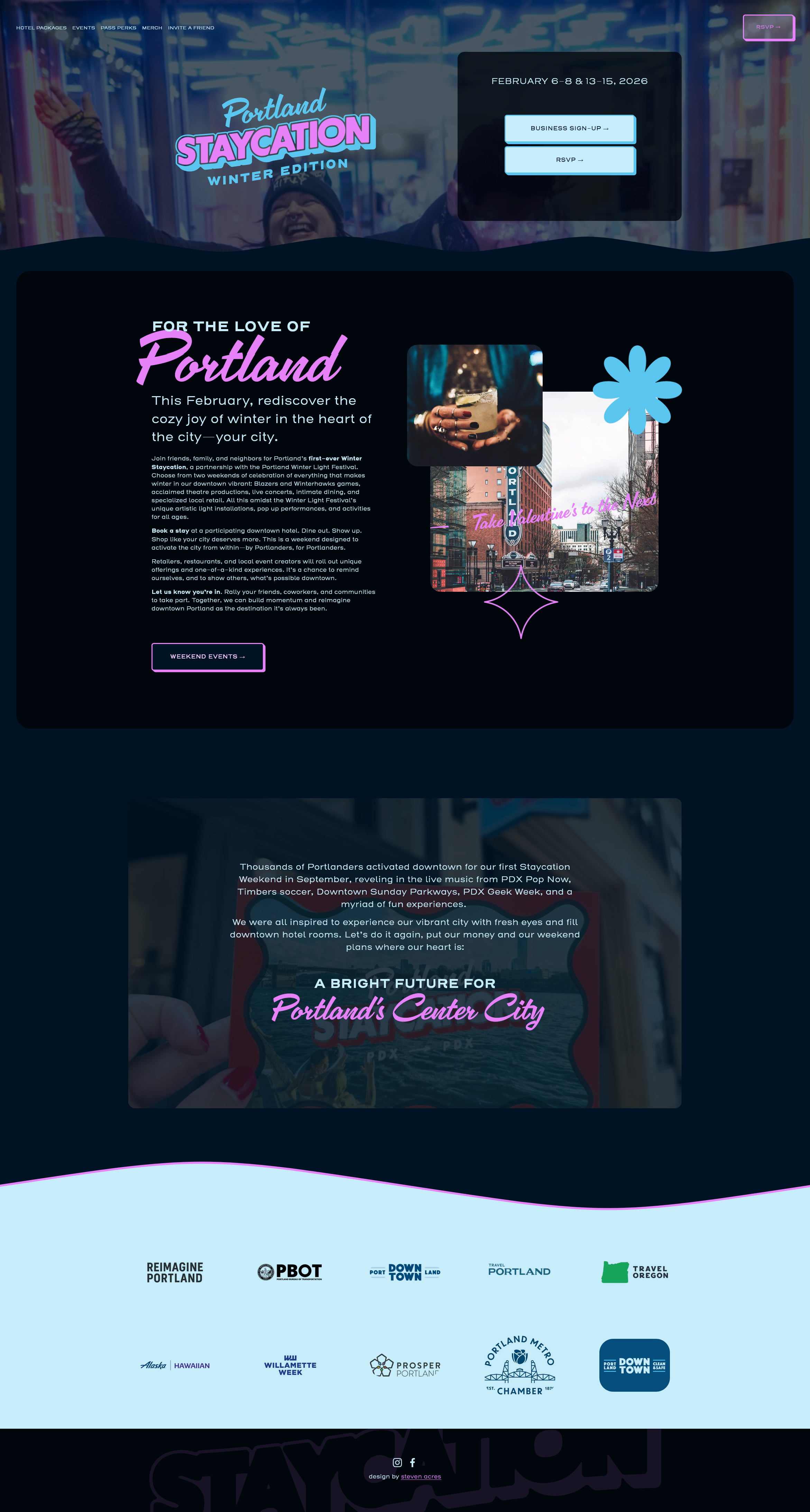 Winter Staycation website — Home